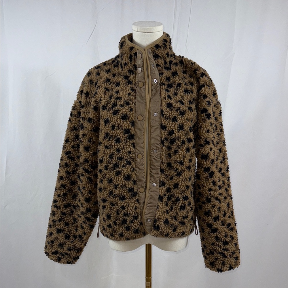 Fabletics Tan and Black Fleece Jacket